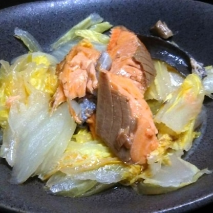 白菜の甘味と鮭の塩味だけで十分に味がして美味しかったです！鮭は盛り付け時に崩れてしまうほどふっくりした仕上がりに。鍋に材料を入れて放置で出来るので簡単でした。